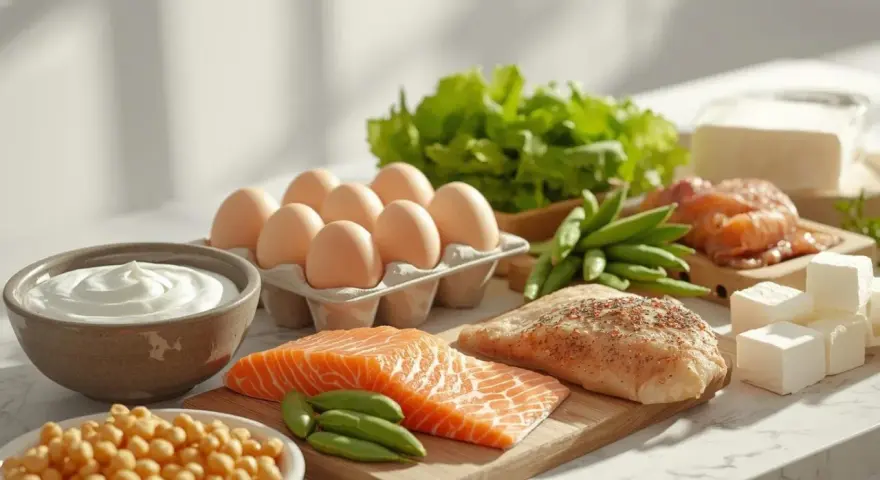 Łosoś, kurczak, jajka, jogurt, ciecierzyca, fasolka i ser – idealne produkty na dieta białkowa co jeść.