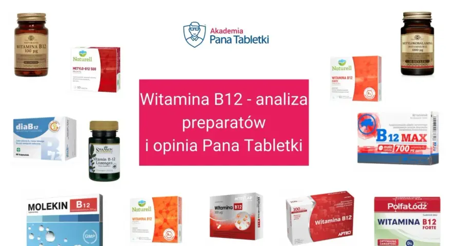 Różne preparaty z witaminą B12, która pomaga w funkcjonowaniu układu nerwowego i zmniejsza zmęczenie.