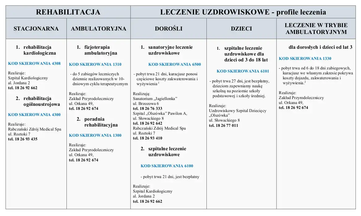 rodzaje rehabilitacji i ich koszty