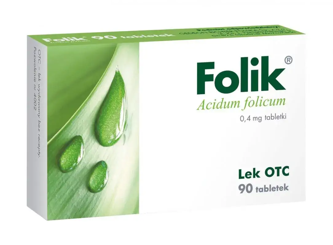 opakowanie leku Folik i kobieta w ciąży